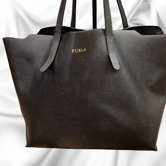 Furla Sally Black Leather Tote Bag with Double Handles - Picture 2 of 9